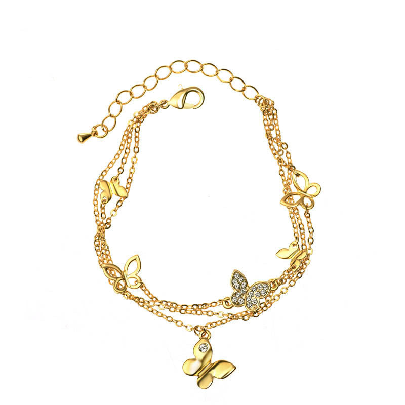 Fashion Austrian Butterfly Multi Layered Bangles & Bracelets Teen Girl Charms Bridesmaid Statement Fashion Jewelry