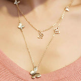 Neoglory Alloy Multi Layer Maxi Bib Necklaces Butterfly Pendant Fashion Brand Statement Jewelry Gift Girlfriend