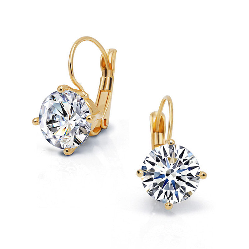 New 18K Gold Jewelry Big Zircon Crystal Gold & Silver Hoop Earrings for Women A Low-Key Luxury Wedding Bridal Jewelry