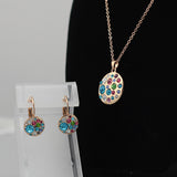New 18K Gold Plated multicolor Round african costume Crystal Jewelry Sets with necklaces drop earrings for women