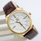 Fashion Gold Quartz Watch Men Military Leather Strap Watches Luxury Brand Casual Relogio Masculino Wristwatches Brown