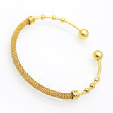 Hot Fashion Women 24K Gold Plated Beads Ball Bangle Stainless Steel Metal Net Cuff Bracelet Jewelry