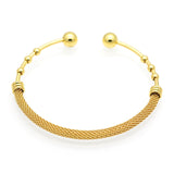 Hot Fashion Women 24K Gold Plated Beads Ball Bangle Stainless Steel Metal Net Cuff Bracelet Jewelry