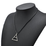 New 30 Seconds to Mars Band Style Pendant Necklace Triangle Geometric Shape Silver Leather Rope Band Necklace 