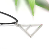 New 30 Seconds to Mars Band Style Pendant Necklace Triangle Geometric Shape Silver Leather Rope Band Necklace 