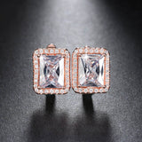 New Arrival 1.8 ct Rectangle Cubic Zirconia Earring Stud For Women Best Christmas Earring Gift White Gold Plated
