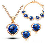 New Arrival 18K Gold & Silver Plated Crystal Heart Shape Fashion Costume Jewelry Sets for Women Necklace Earrings Sets