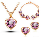 New Arrival 18K Gold & Silver Plated Crystal Heart Shape Fashion Costume Jewelry Sets for Women Necklace Earrings Sets