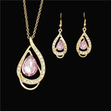 New Arrival African Costume Jewelry Sets Gold Plated Fashion Wedding Women Bridal Accessories Crystal Earring Necklace Set