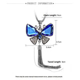New Arrival Butterfly Necklace Trendy Zinc Alloy Rhinestone Crystal Necklace Long Chain Pendant Necklaces For Women Jewelry