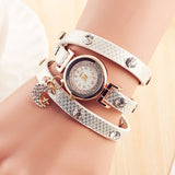 New Arrival Fashion Leather Bracelet Watches Women Dress Watch Charms Diamond Moon Stars Pendant Quartz Watch Relogio Feminino