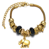 New Arrival Glold Vintage Bracelet 4 Colors Geometric Beads Pendant Bracelets for Women Owl Elephant Chain Bangles Bracelet 