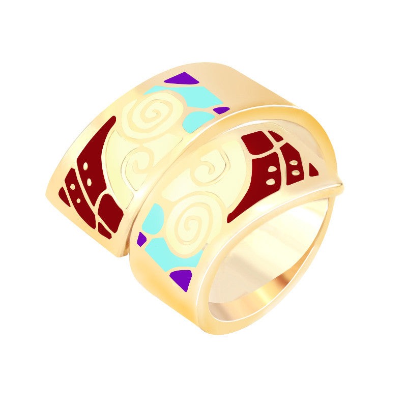 New Arrival Hot Gold Plated Vintage Amazing Spiral Shape Enamel Jewelry Ring