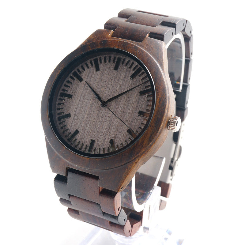 New Arrival Men's Wood Wristwatch Classic Folding Clasp Quarzt Movement Wrist Watch with Wood Strap