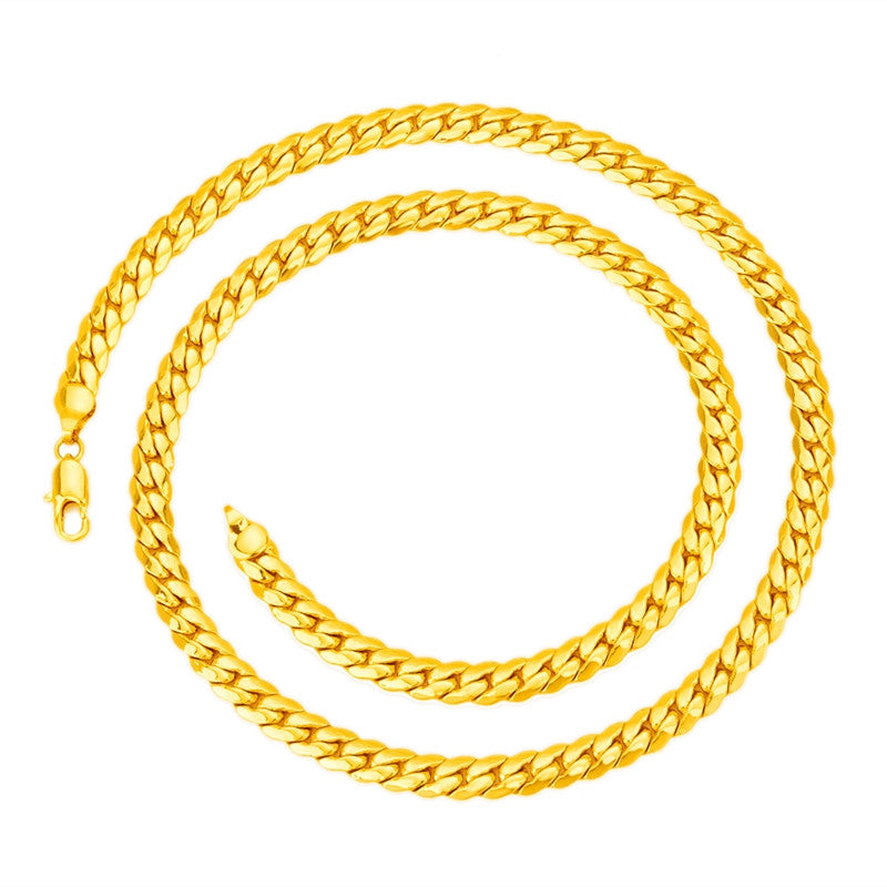 New Arrival Mens 7mm*60cm 18K Real Gold Plated Herringbone Chain Necklace Jewelry