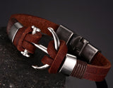New Arrival Pirate Style Alloy Stainless Steel Anchor Bracelet For Men Genuine Cow Leather Bracelet Jewelry Bracelets & Bangles