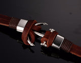 New Arrival Pirate Style Alloy Stainless Steel Anchor Bracelet For Men Genuine Cow Leather Bracelet Jewelry Bracelets & Bangles