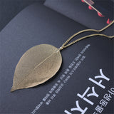 New Arrival Unique Golden True Leaves Necklace Fashion Brand Maxi Long Pendant & Necklace