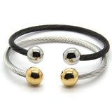 New Arrivals Black / Gold Stainless Steel Bracelets Bangles Smooth Steel Twisted Wire Bracelet Germanium Accessories For Women