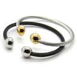 New Arrivals Black / Gold Stainless Steel Bracelets Bangles Smooth Steel Twisted Wire Bracelet Germanium Accessories For Women