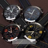 New Big Dail Vogue V6 Bubber Band Marks Hour Mark steel Analog Men's Military Casual Watches Fashion Gift