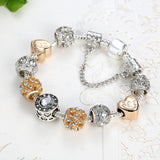 New Brand Design 925 Unique Silver Gold Charms Crystal Beads Bracelets For Women Original Luxury Bracelets Pulseira Gift 