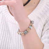 New Brand Design 925 Unique Silver Gold Charms Crystal Beads Bracelets For Women Original Luxury Bracelets Pulseira Gift 