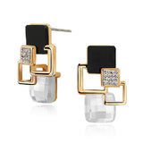 New Brand Earrings Jewelry High-end Fashion Temperament Geometry Square Crystal Charm Stud Earrings For Woman Brincos