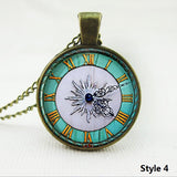 New Brand Fashion Cabochon Jewelry Vintage Antique Silver Alloy Galaxy Collar Fake Clock Statement Necklaces For Women Men