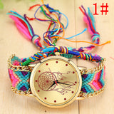 New Brand Handmade Braided Dreamcatcher Friendship Bracelet Watch Rope GENEVA Watch Ladies Quarzt Watches