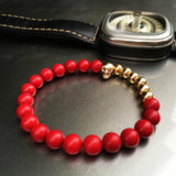 New Design 8MM Red Coral Natural Agate Stone Bracelets Skull Charm Bracelets For Men Jewelry Gift Strand Bracelets