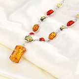 New Design Fashion High quality Natural stone Synthetic amber wedding jewelry sets Necklace Pendants Earring sets women