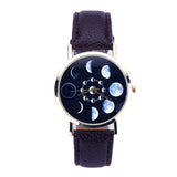 New Design Women watches Lunar Eclipse Pattern PU Leather band clock Analog Quartz Wrist Watch relogios feminino hour