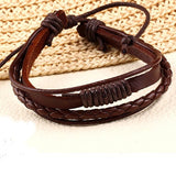 New Design hot sale Fashion 100% hand-woven Leather Strap Chain Bracelet jewelry Vintage Men Rope Bracelets 