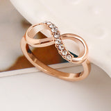 New Design hot sale Fashion Alloy Crystal Rings gold silver Plated Infinity Ring Statement jewelry Wholesale for women Jewelry