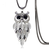 New Fashion Charms Crystal Owl Necklace Vintage Rhinestone Cubic Zircon Diamond Long Chain Necklaces&Pendants Women Jewelry 