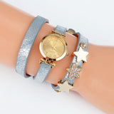 New Fashion Five-pointed star Leather Bracelet Watch Women Quartz Watch Ladies Dress Watch