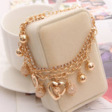 New Fashion Jewelry Gold Chain Jewelry Heart Pendant Multilayer bracelet factory price wholesales bracelets & bangles