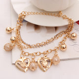 New Fashion Jewelry Gold Chain Jewelry Heart Pendant Multilayer bracelet factory price wholesales bracelets & bangles