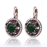 New Fashion Jewelry Round Crystal Rhinestones Vintage Drop Earrings Women Hanging Earrings Accessories 