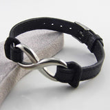 New Fashion Jewelry Stainless Steel Infinity Symbol Bracelets Bangles Belt Buckle Genuine Leather Bracelets