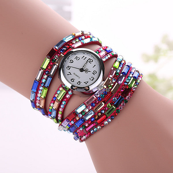 New Fashion Luxury Gemstone Leather Wristwatches Casual Women Dress Quartz Watch Reloj Mujer Hot relogio feminino