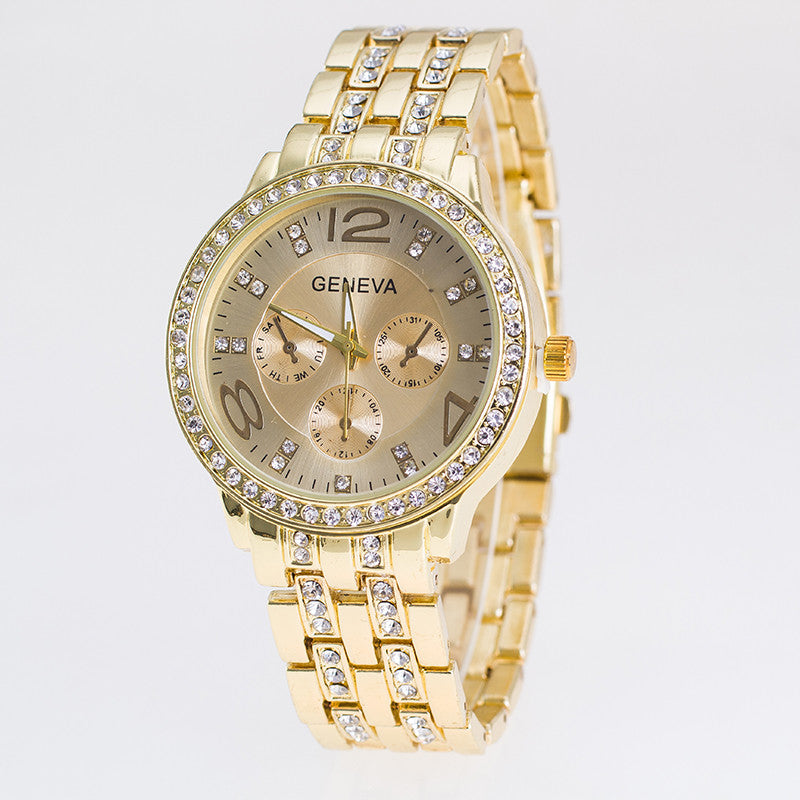 New Fashion Luxury Watch Women Golden Steel Rhinestone Quartz Watch High Quality Elegant Banquet Women Clock Ladies Wristwatch