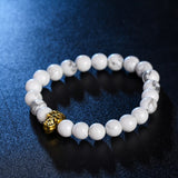 New Fashion Men's Bracelet Gold Silver Buddha skull Elastic Black Color Beaded Tibet Charm Lucky bracelets for women 