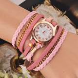 New Fashion Retro Vintage Colorful Multilayer Faux Leather Strap Band Wrap Women Bracelet Quartz Wrist Watch Female