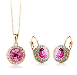 New Fashion Wedding Crystal Jewelry Sets Vintage Moon River Rhinestone Top Quality Necklace Earrings for Women