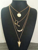 New Fashion accessories jewelry arrow multi layer necklace gold color gift for women girl
