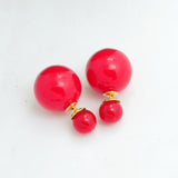 New Fashion jewelry double side 16MM pearl stud gift for women girl mix color