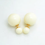 New Fashion jewelry double side 16MM pearl stud gift for women girl mix color
