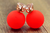 New Fashion jewelry double side crystal 16MM pearl Frosted matte stud earring gift for women girl mix color